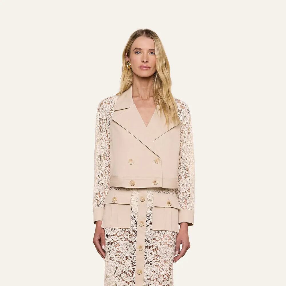 NWT L'Agence Novelle Lace Trench Biscuit/Ecru Size XS